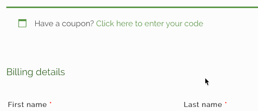 Checkout coupon code entry example